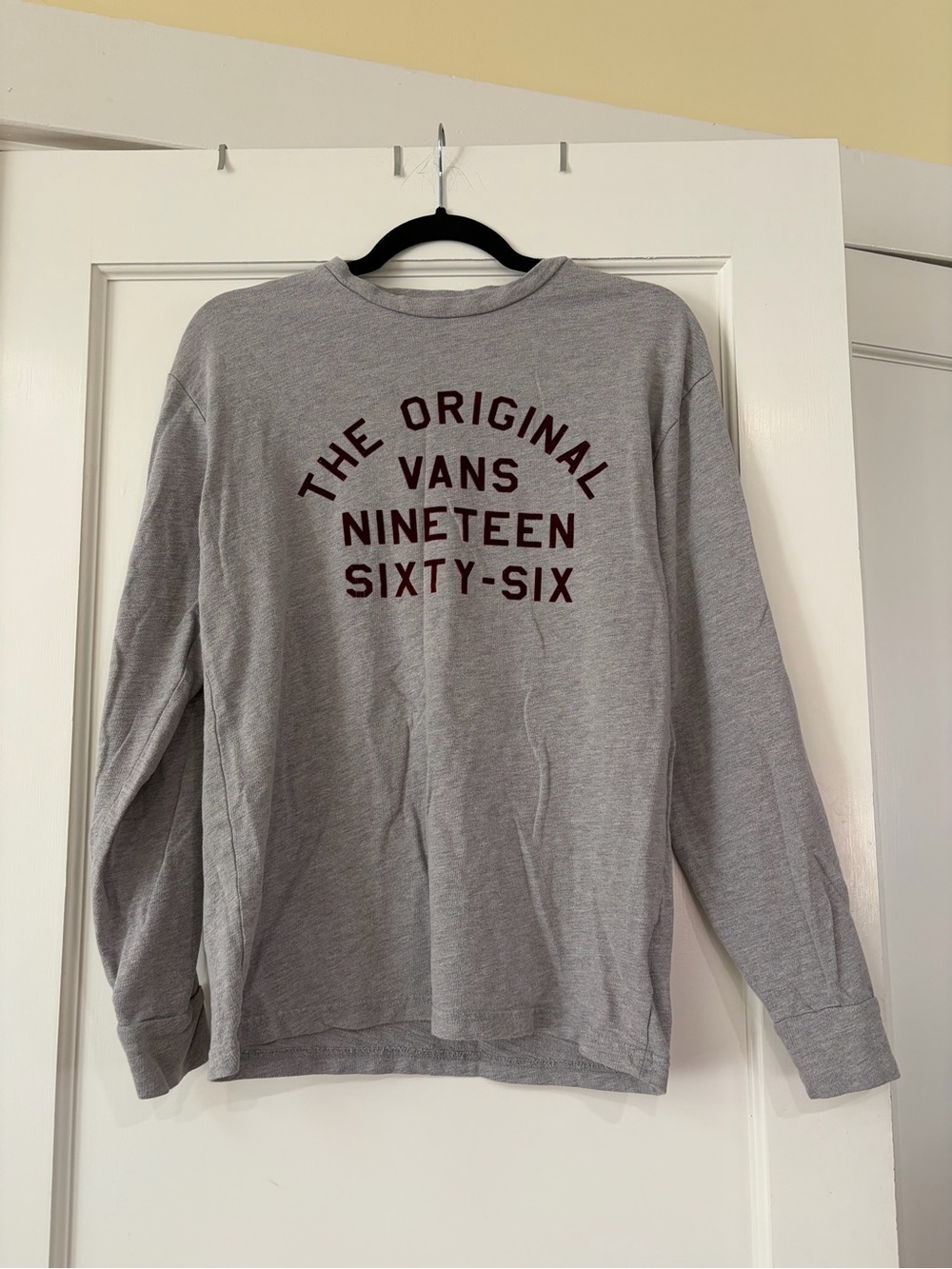 Vans Gray Long Sleeve Tee with Maroon Logo Print